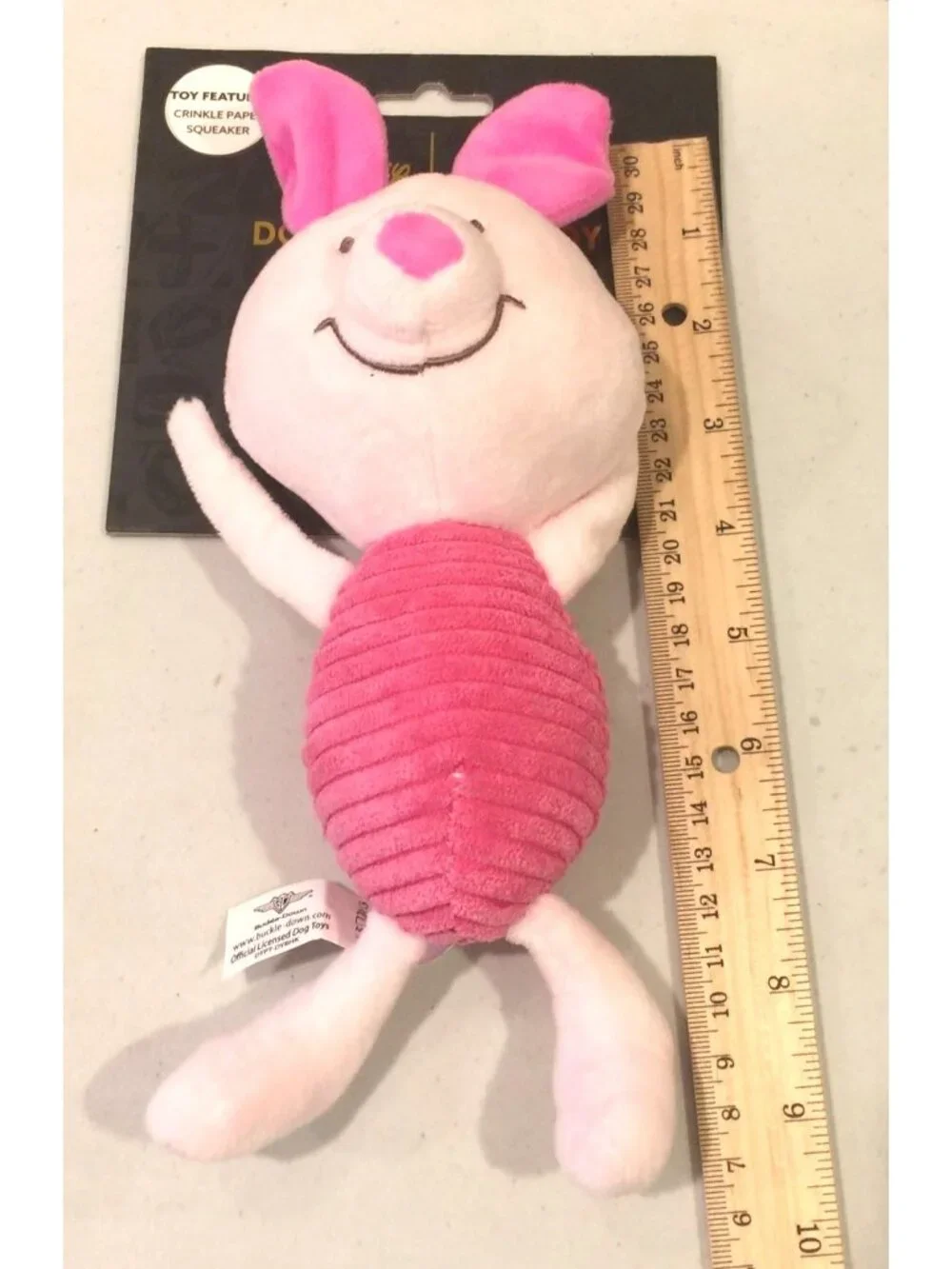 Disney PIGLET Plush Squeak Crinkle Dog Toy Buckledown